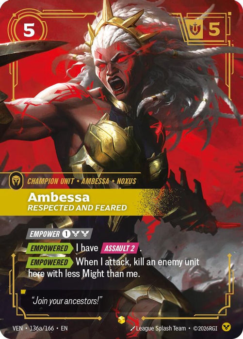 Ambessa - Respected and Feared (Alternate Art) (#136a/166) (Vendetta) Near Mint Foil