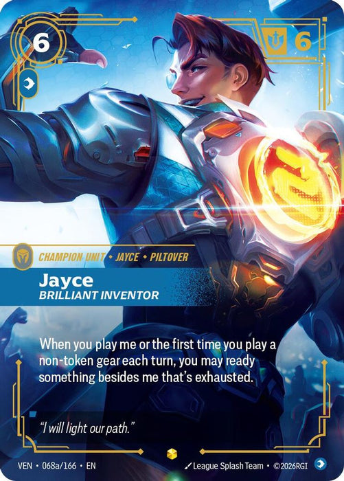 Jayce, Brilliant Inventor (Alternate Art) (#068a/166) (Vendetta) Near Mint Foil