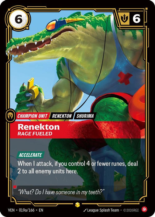 Renekton, Rage Fueled (Alternate Art) (#019a/166) (Vendetta) Near Mint Foil
