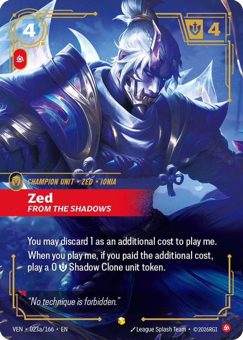 Zed - From the Shadows (Alternate Art) (#023a/166) (Vendetta) Near Mint Foil