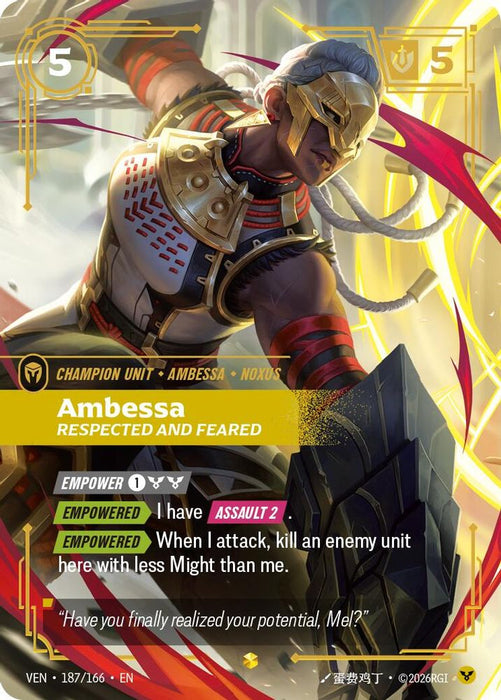 Ambessa, Respected and Feared (Overnumbered) (#187/166) (Vendetta) Near Mint Foil