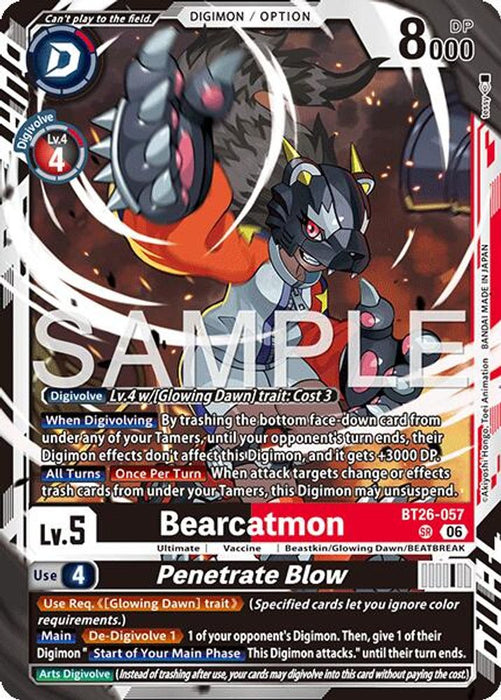 Bearcatmon Penetrate Blow (#BT26-057 SR) (Timeless Bonds) Near Mint Foil
