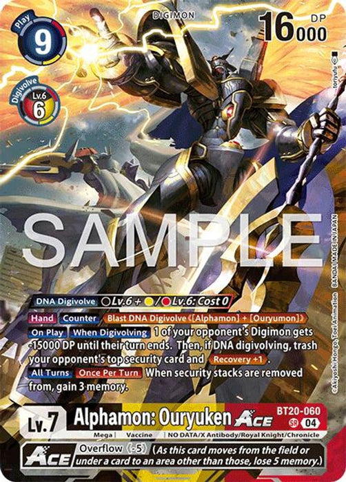 Alphamon: Ouryuken ACE (#BT20-060 SR) (Limited Card Pack -Final Crest-) Near Mint Foil