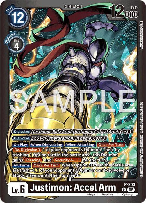 Justimon: Accel Arm (#P-203 P) (Limited Card Pack -Final Crest-) Near Mint Foil