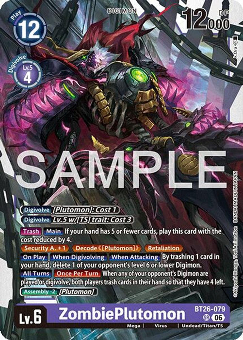 ZombiePlutomon (#BT26-079 SR) (Timeless Bonds) Near Mint Foil