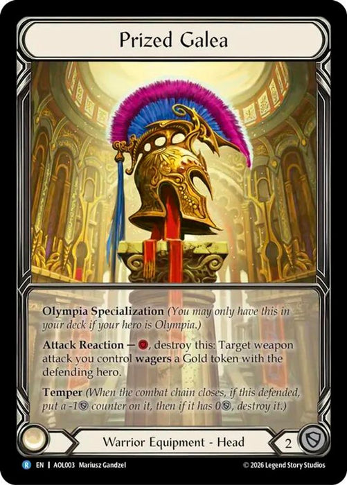 Prized Galea (Extended Art) (#AOL003) (Armory Deck: Olympia) Near Mint Rainbow Foil