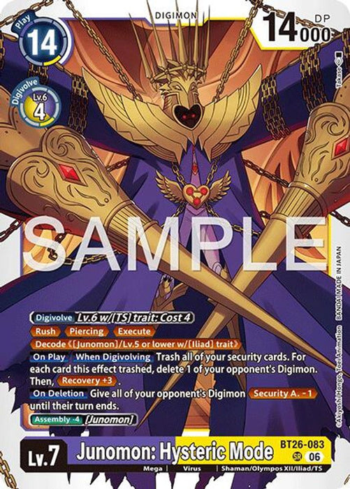 Junomon Hysteric Mode (#BT26-083 SR) (Timeless Bonds) Near Mint Foil