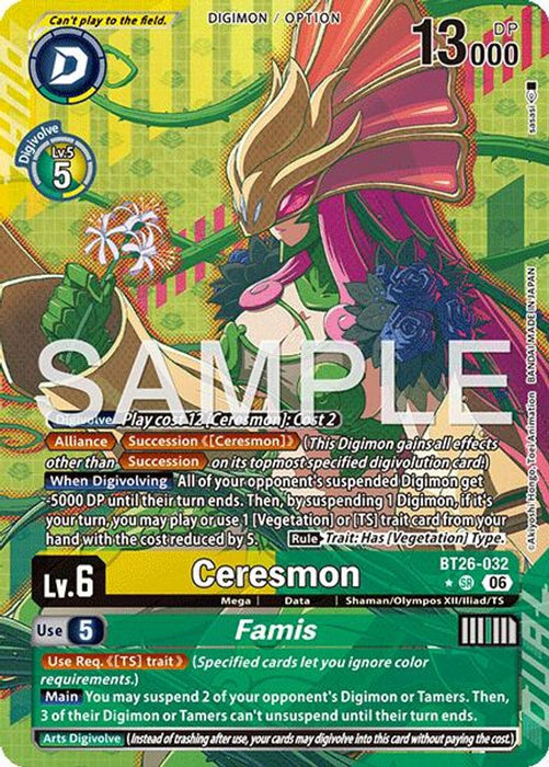 Ceresmon Famis Alternate Art (#BT26-032 SR) (Timeless Bonds) Near Mint Foil