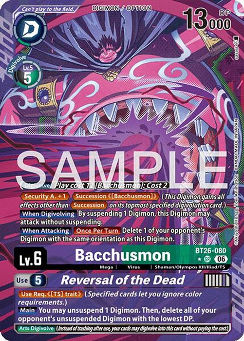 Bacchusmon Reversal of the Dead Alternate Art (#BT26-080 SR) (Timeless Bonds) Near Mint Foil