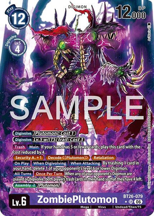 ZombiePlutomon Alternate Art (#BT26-079 SR) (Timeless Bonds) Near Mint Foil