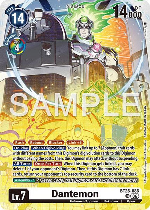 Dantemon (#BT26-086 SR) (Timeless Bonds) Near Mint Foil