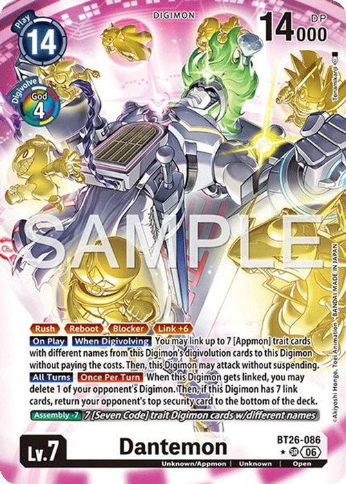 Dantemon Alternate Art (#BT26-086 SR) (Timeless Bonds) Near Mint Foil