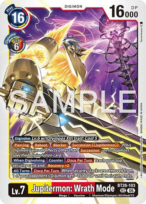 Jupitermon Wrath Mode (#BT26-103 SEC) (Timeless Bonds) Near Mint Foil