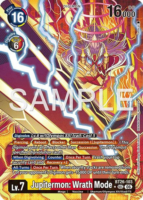 Jupitermon Wrath Mode Alternate Art (#BT26-103 SEC) (Timeless Bonds) Near Mint Foil