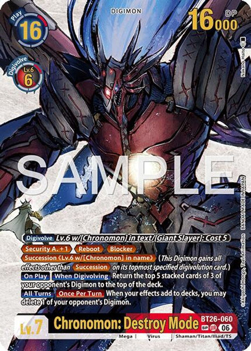 Chronomon Destroy Mode SP (#BT26-060 UR) (Timeless Bonds) Near Mint Foil
