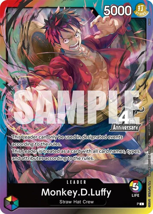 Monkey.D.Luffy (4th Anniversary Leader Card) () (One Piece Promotion Cards) Near Mint