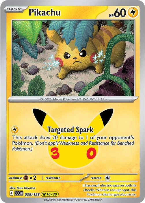 Pikachu 038 128 (#038/128) (ME: 30th Celebration) Near Mint Holofoil