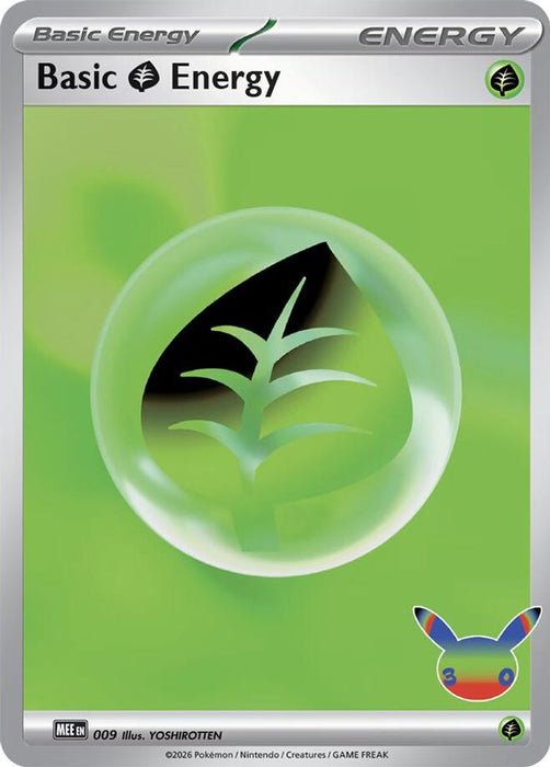 Basic Grass Energy - 009 (30th Celebration) (#009) (MEE: Mega Evolution Energies) Near Mint Holofoil