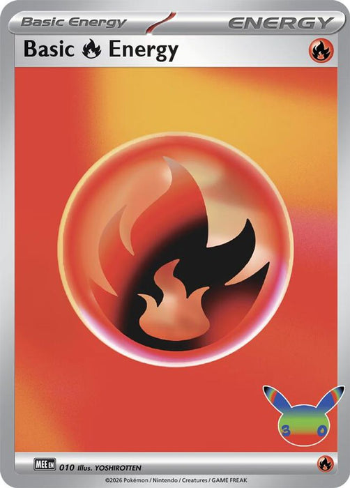 Basic Fire Energy - 010 (30th Celebration) (#010) (MEE: Mega Evolution Energies) Near Mint Holofoil