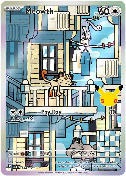 Meowth 144 128 (#144/128) (ME: 30th Celebration) Near Mint Holofoil