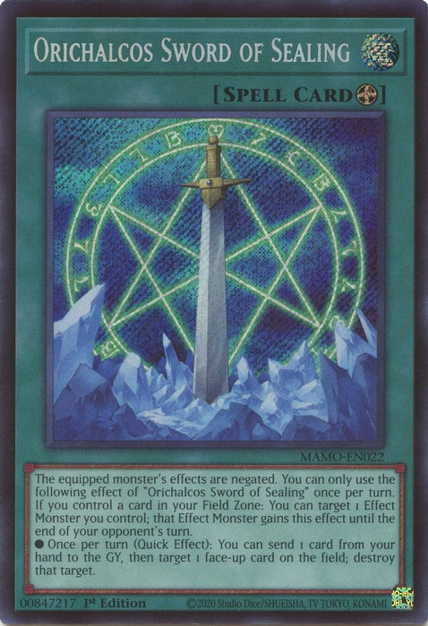 Orichalcos Sword of Sealing Secret Rare (#MAMO-EN022) (Magnificent Monsters) Near Mint 1st Edition