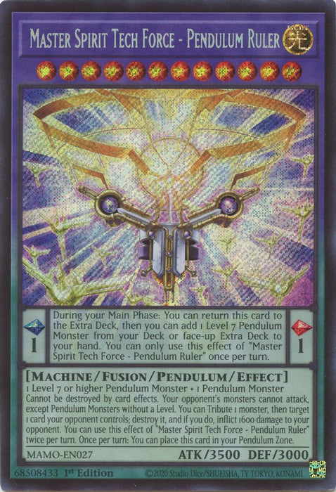 Master Spirit Tech Force Pendulum Ruler Secret Rare (#MAMO-EN027) (Magnificent Monsters) Near Mint 1st Edition
