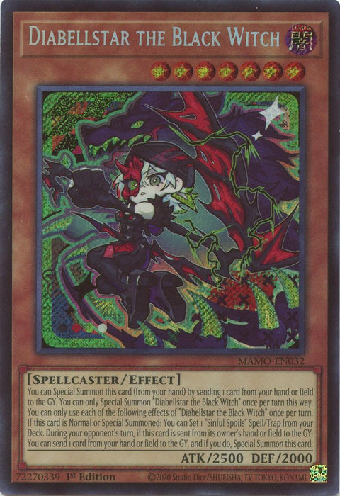 Diabellstar the Black Witch Secret Rare (#MAMO-EN032) (Magnificent Monsters) Near Mint 1st Edition