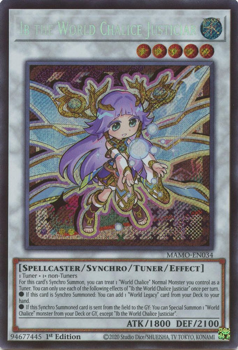 Ib the World Chalice Justiciar Secret Rare (#MAMO-EN034) (Magnificent Monsters) Near Mint 1st Edition