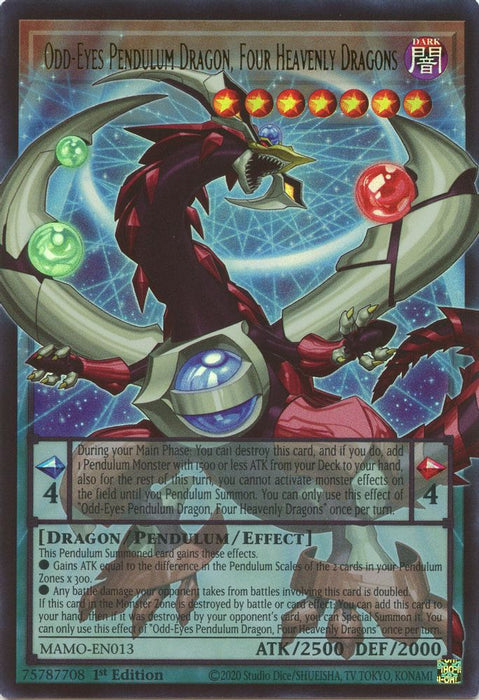 Odd Eyes Pendulum Dragon Four Heavenly Dragons Extended Art (#MAMO-EN013) (Magnificent Monsters) Near Mint 1st Edition