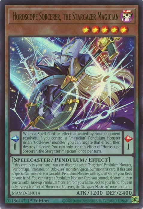 Horoscope Sorcerer the Stargazer Magician (#MAMO-EN014) (Magnificent Monsters) Near Mint 1st Edition
