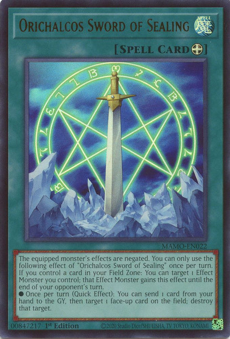 Orichalcos Sword of Sealing (#MAMO-EN022) (Magnificent Monsters) Near Mint 1st Edition