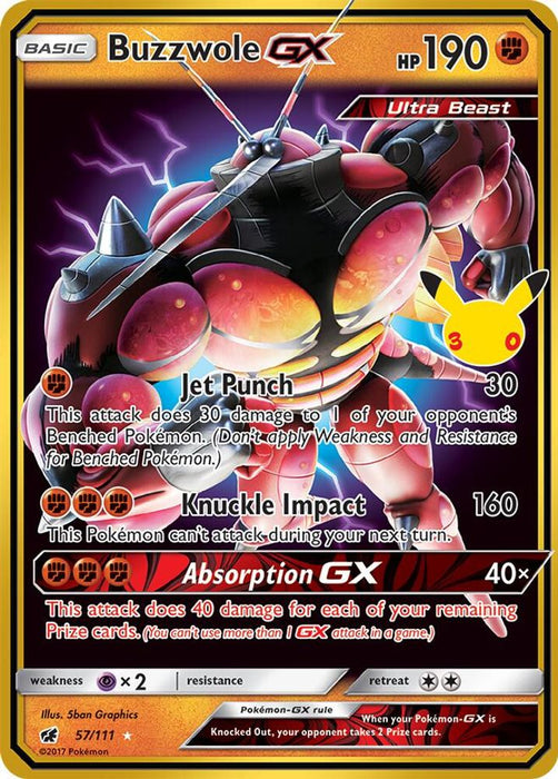Buzzwole GX (#57/111) (ME: 30th Celebration Classic Collection) Near Mint Holofoil