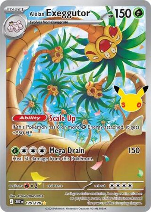 Alolan Exeggutor - 129/128 (#129/128) (ME: 30th Celebration) Near Mint Holofoil