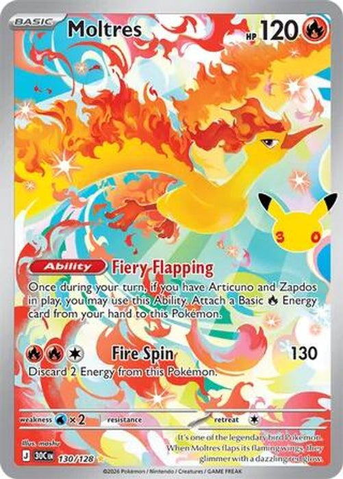 Moltres - 130/128 (#130/128) (ME: 30th Celebration) Near Mint Holofoil