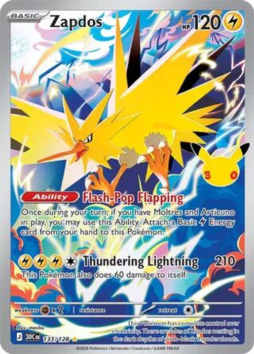 Zapdos - 133/128 (#133/128) (ME: 30th Celebration) Near Mint Holofoil