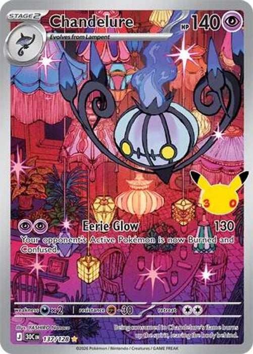 Chandelure - 137/128 (#137/128) (ME: 30th Celebration) Near Mint Holofoil