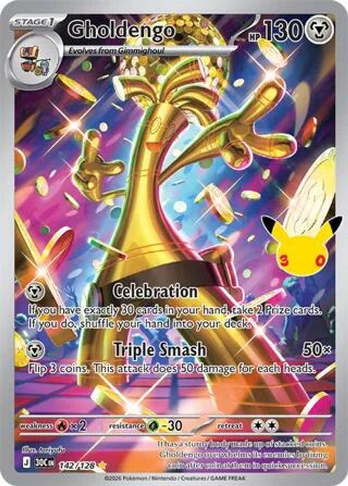 Gholdengo 142 128 (#142/128) (ME: 30th Celebration) Near Mint Holofoil