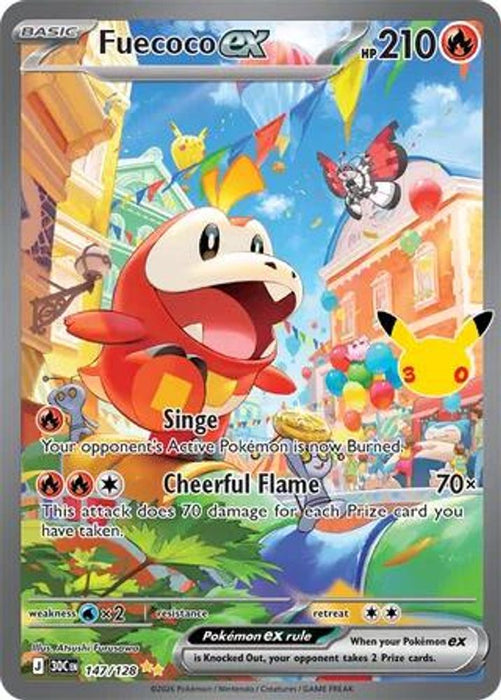 Fuecoco ex 147 128 (#147/128) (ME: 30th Celebration) Near Mint Holofoil
