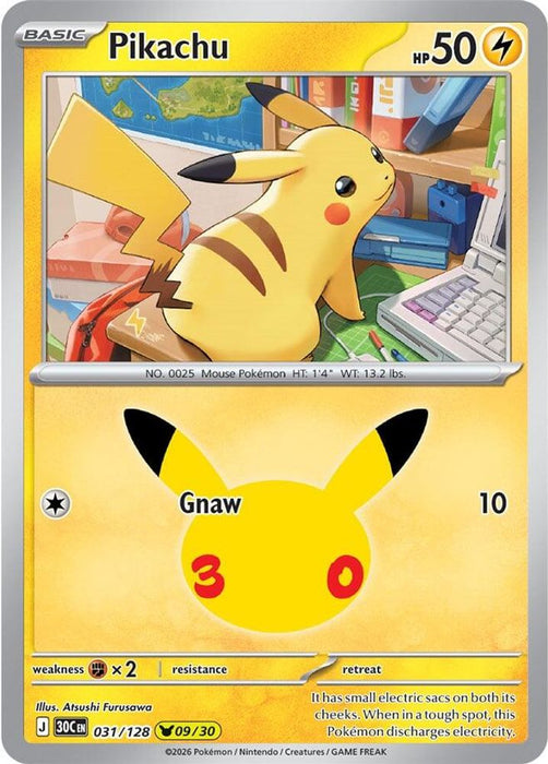 Pikachu 031 128 (#031/128) (ME: 30th Celebration) Near Mint Holofoil