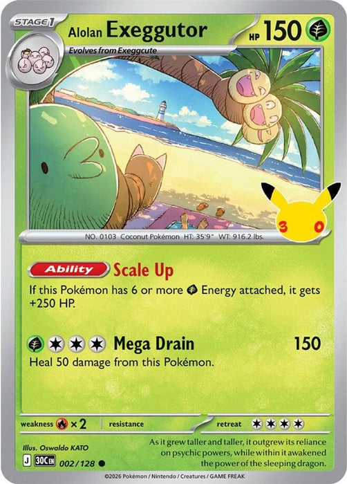 Alolan Exeggutor - 002/128 (#002/128) (ME: 30th Celebration) Near Mint Holofoil