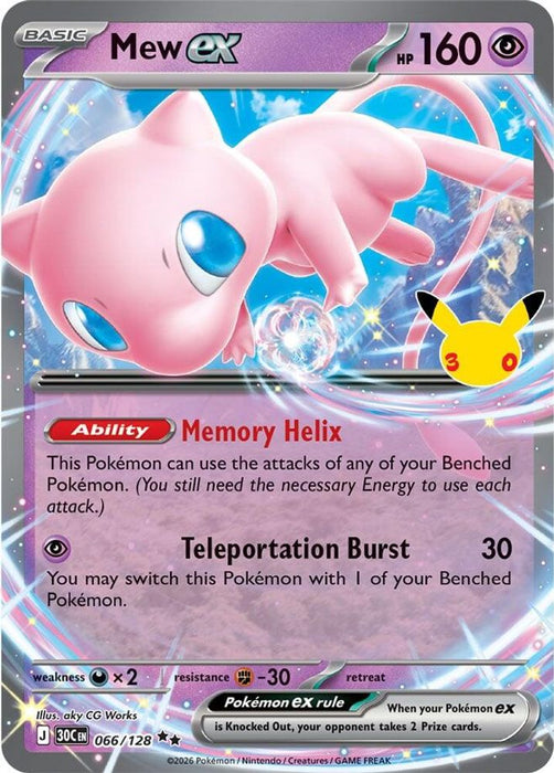 Mew ex - 066/128 (#066/128) (ME: 30th Celebration) Near Mint Holofoil
