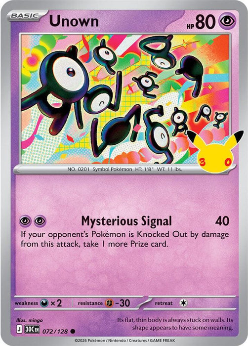 Unown (#072/128) (ME: 30th Celebration) Near Mint Holofoil