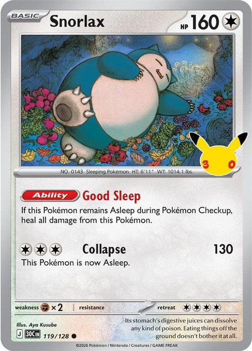 Snorlax (#119/128) (ME: 30th Celebration) Near Mint Holofoil