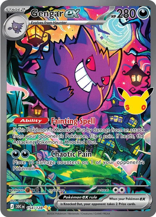 Gengar ex 154 128 (#154/128) (ME: 30th Celebration) Near Mint Holofoil