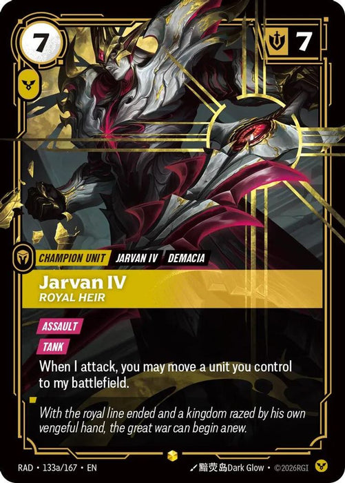Jarvan IV, Royal Heir (Alternate Art) (#133a/167) (Radiance) Near Mint Foil