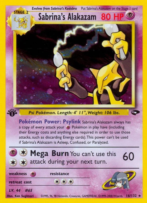 Sabrina's Alakazam (#016/132) (Gym Challenge) Moderately Played Unlimited Holofoil