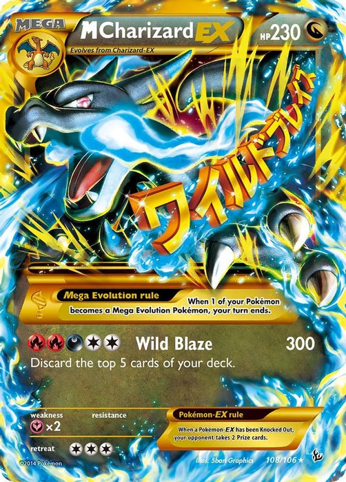 M Charizard EX (X) (Secret) (#108/106) (XY - Flashfire) Heavily Played Holofoil