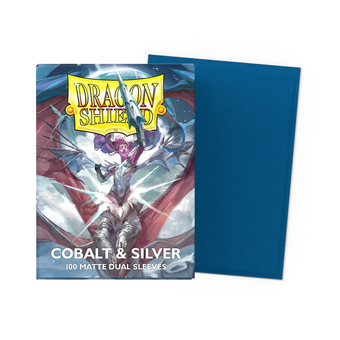 Dragon Shield Matte Dual Sleeves - Cobalt & Silver - Standard Size (100)