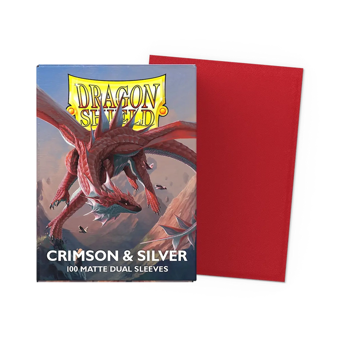 Dragon Shield Matte Dual Sleeves - Crimson & Silver - Standard Size (100)