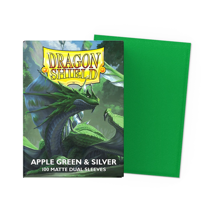 Dragon Shield Matte Dual Sleeves - Apple Green & Silver - Standard Size (100)